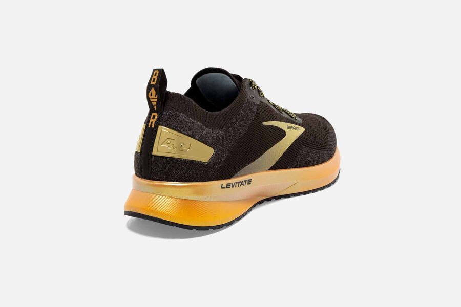 Levitate 4 Road Brooks Running Shoes NZ Womens - Black/Gold - STCNHE-126